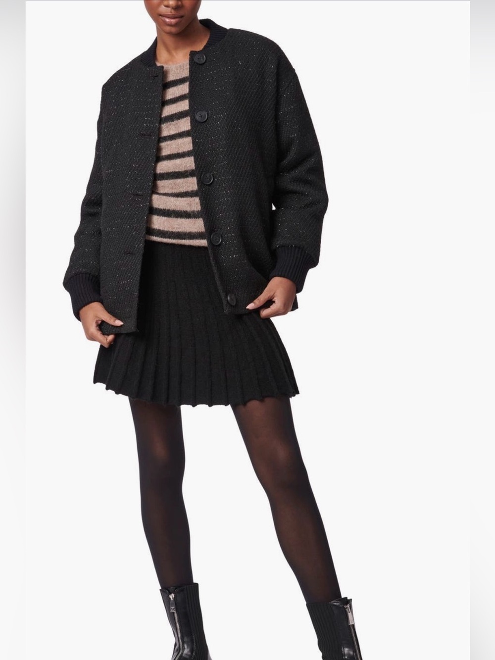 Bernardo Rin Trim Tweed Black Jacket